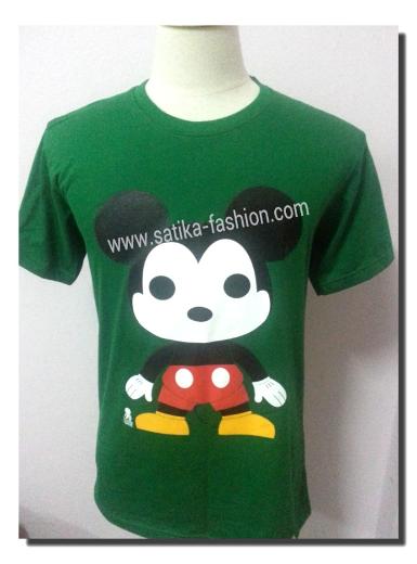 C0012Green เสื้อยืดคอกลมสีเขียวลายสกรีนการ์ตูนมิสกี้เม้า     